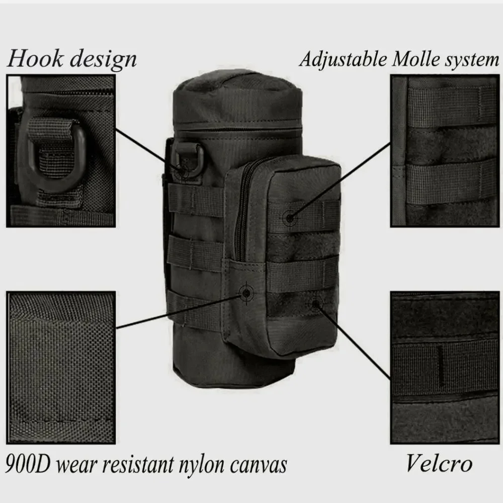 Military Water Bottle Pouch Holder Tactical Hiking Kettle Gear Molle Pack Bag US